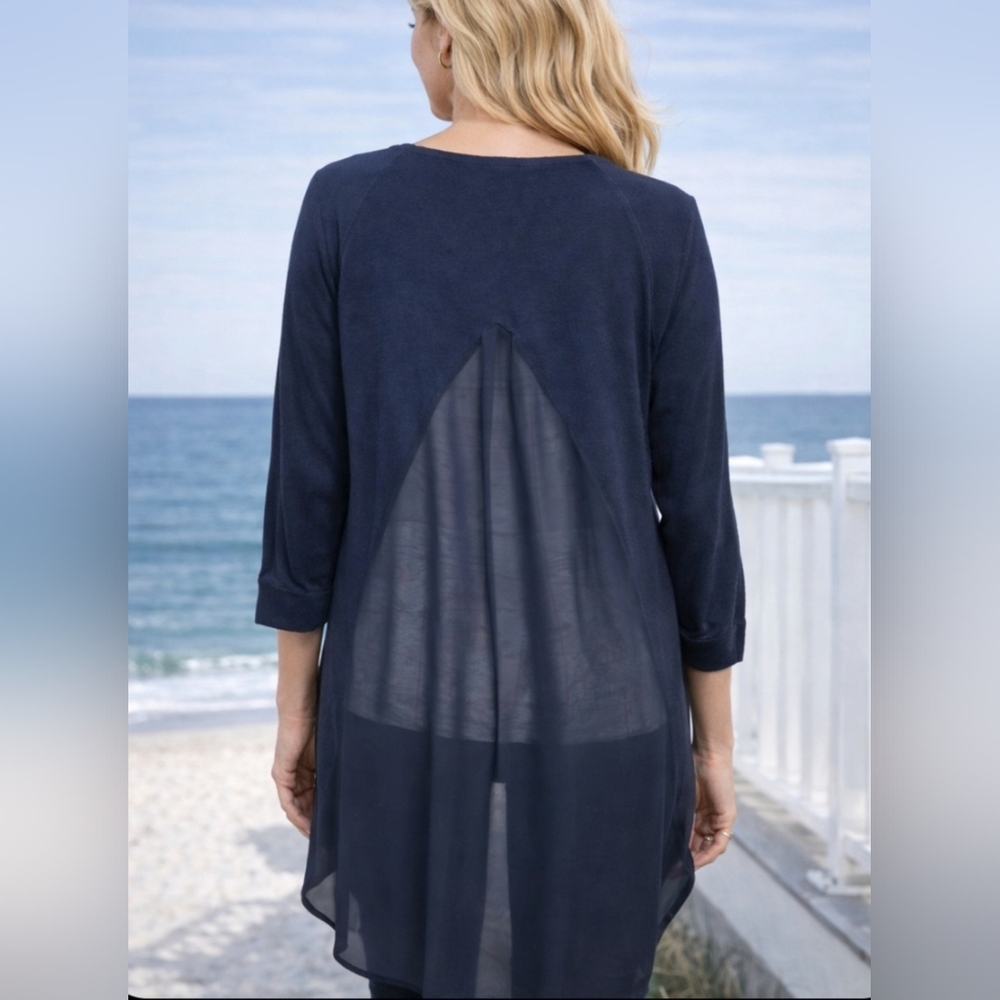 Lane Bryant Size 26-28 Black Lightweight High Low Sweater Sheer Back Whimsigoth
